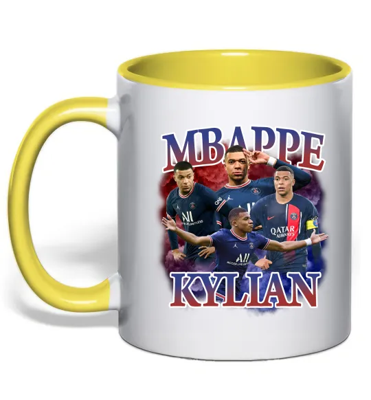 Чашка з кольоровою ручкою Мбаппе Кіліан ПСЖ Лимонний фото