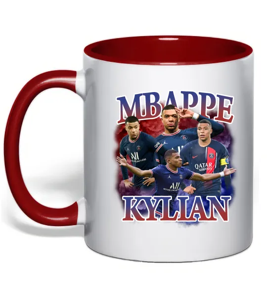 Чашка з кольоровою ручкою Мбаппе Кіліан ПСЖ Червоний фото
