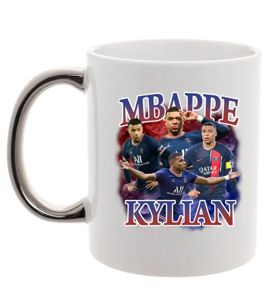 Чашка з кольоровою ручкою Мбаппе Кіліан ПСЖ Срібло фото