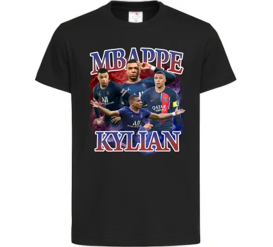 Дитяча футболка Мбаппе Кіліан ПСЖ Чорний фото