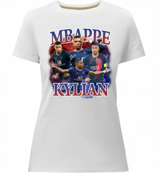 Женская премиум футболка Мбаппе Кіліан ПСЖ Белый фото