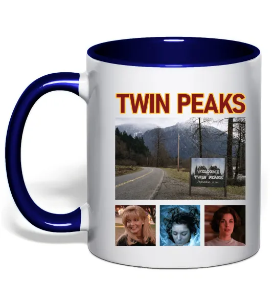 Чашка с цветной ручкой Welcome to Twin Peaks Глубокий темно-синий фото