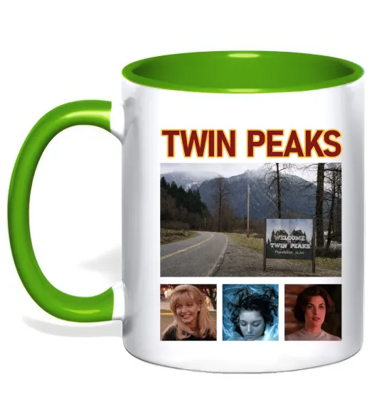 Чашка с цветной ручкой Welcome to Twin Peaks Лаймовый фото
