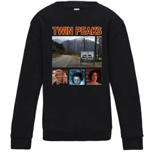 Детский Свитшот Welcome to Twin Peaks Черный фото