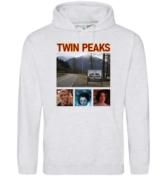 Мужская толстовка (худи) Welcome to Twin Peaks Серый меланж фото