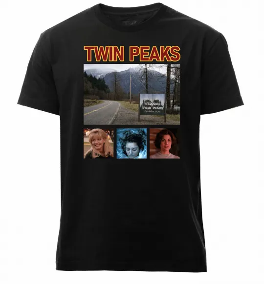 Мужская премиум футболка Welcome to Twin Peaks Черный фото