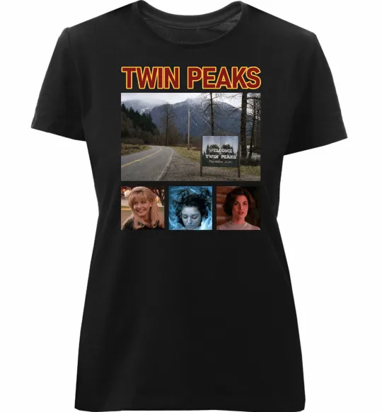 Женская премиум футболка Welcome to Twin Peaks Черный фото
