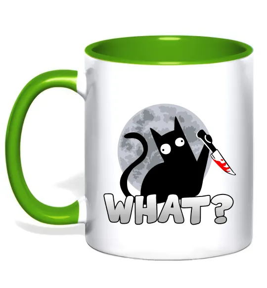 Чашка с цветной ручкой Кіт what? Лаймовый фото