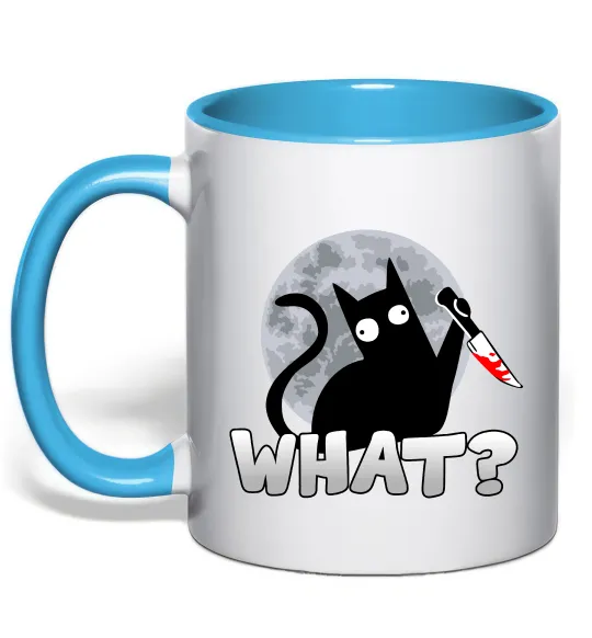 Чашка с цветной ручкой Кіт what? Голубой фото