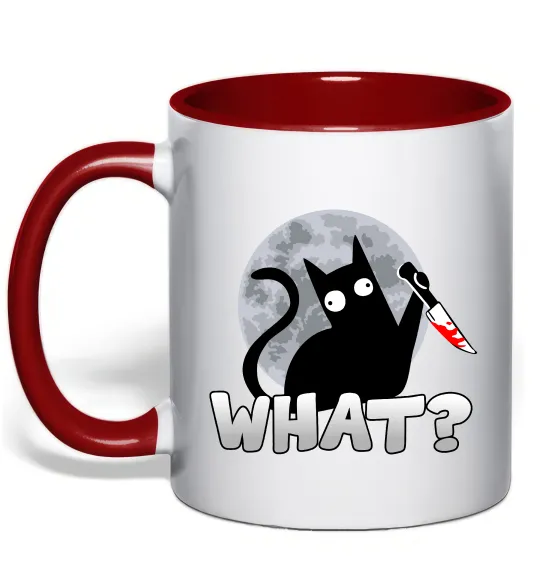 Чашка с цветной ручкой Кіт what? Красный фото