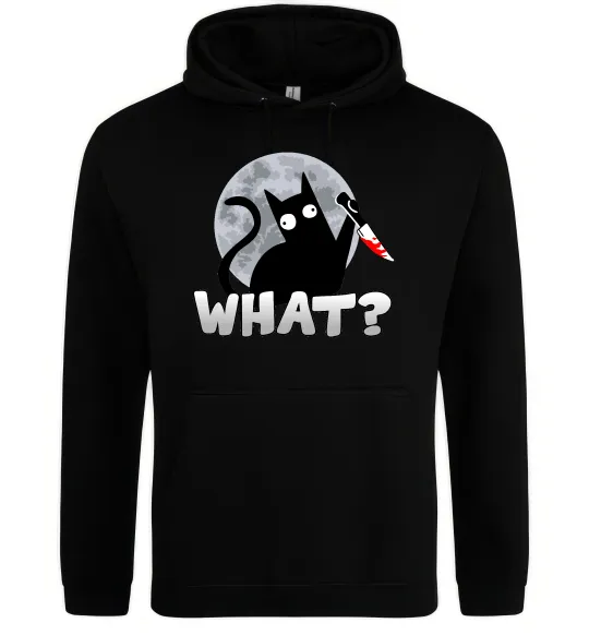 Мужская толстовка (худи) Кіт what? Черный фото