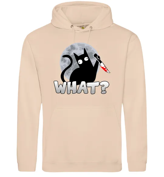 Мужская толстовка (худи) Кіт what? Песочный фото