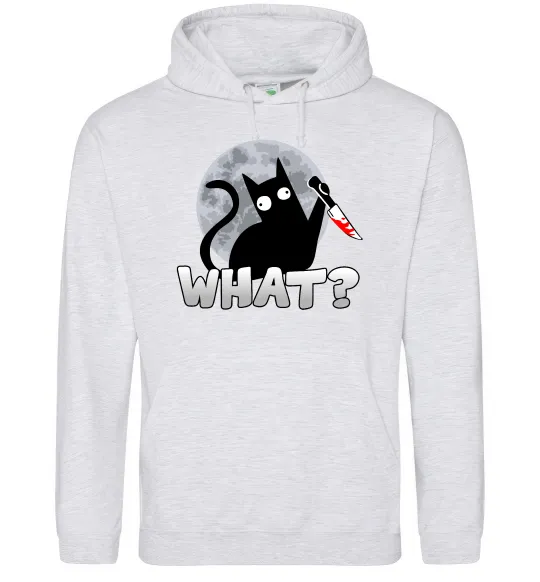 Женская толстовка (худи) Кіт what? Серый меланж фото