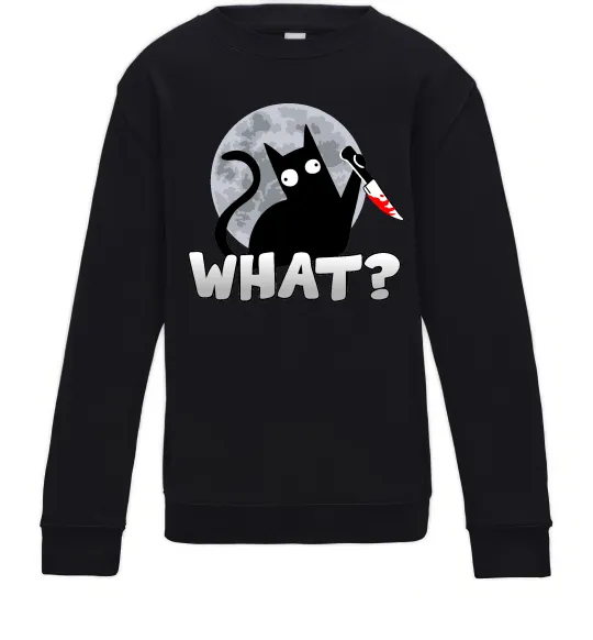 Дитячий світшот Кіт what? Чорний фото