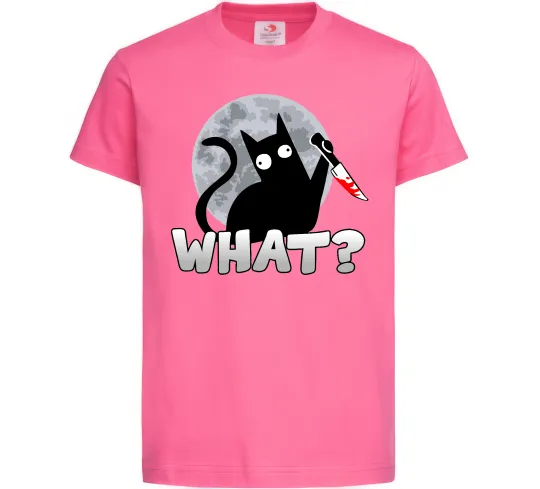 Дитяча футболка Кіт what? Яскраво-рожевий фото