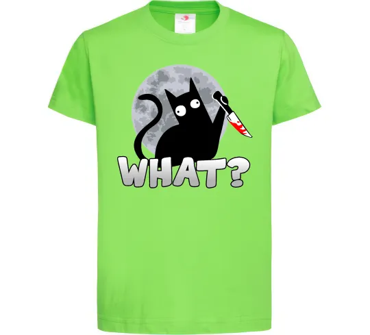 Дитяча футболка Кіт what? Лаймовий фото