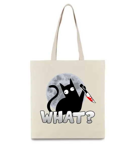 Еко-сумка Кіт what? Бежевий фото