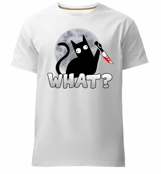 Мужская премиум футболка Кіт what? Белый фото