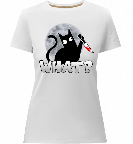Жіноча преміум футболка Кіт what? Білий фото