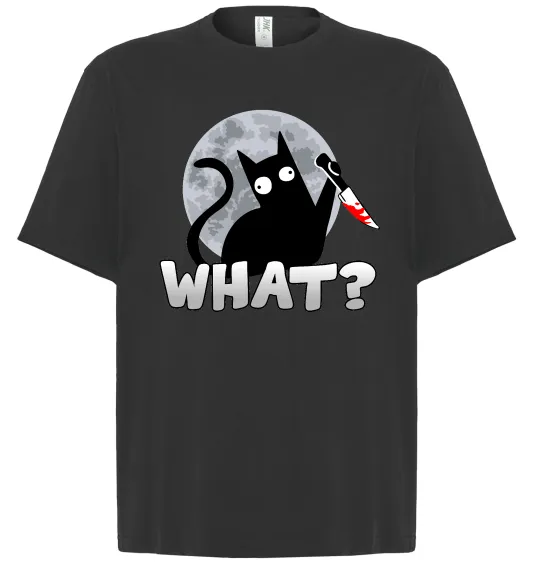 Футболка Оверсайз Кіт what? Чорний фото