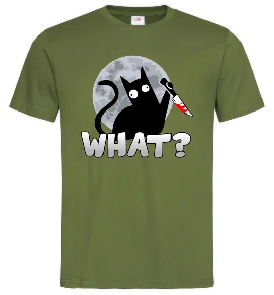 Мужская футболка Кіт what? Оливковый фото