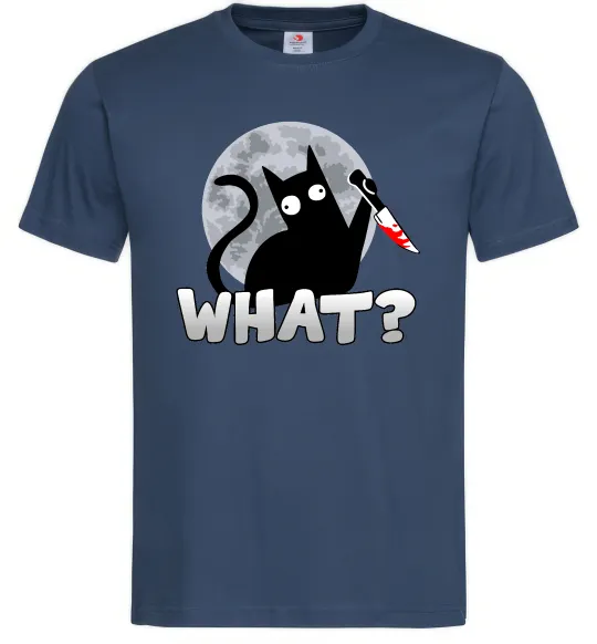 Мужская футболка Кіт what? Темно-синий фото