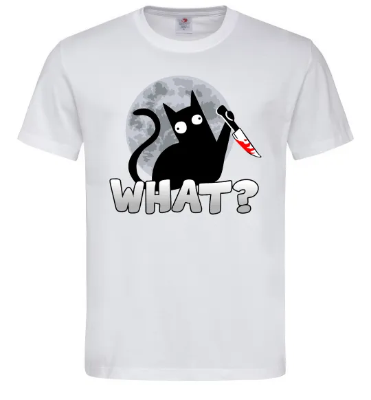Мужская футболка Кіт what? Белый фото