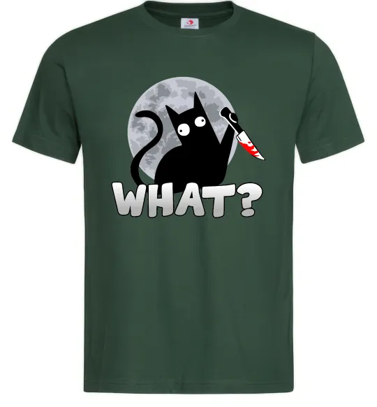 Мужская футболка Кіт what? Темно-зеленый фото