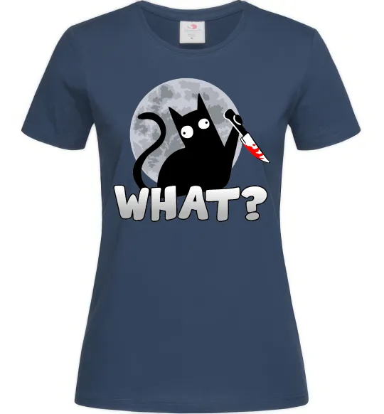 Женская футболка Кіт what? Темно-синий фото