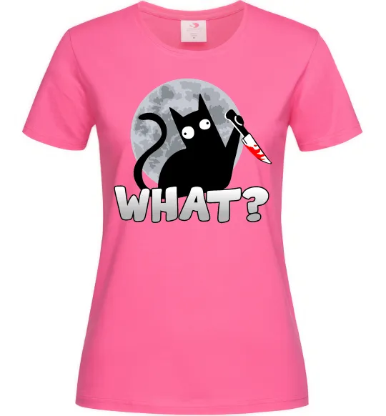 Женская футболка Кіт what? Ярко-розовый фото