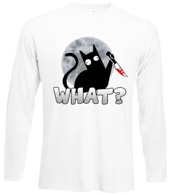 Лонгслив Кіт what? Белый фото