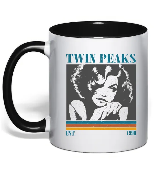 Чашка с цветной ручкой Twin Peaks est 1990 Черный фото