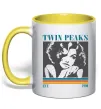 Чашка с цветной ручкой Twin Peaks est 1990 Лимонный Чашка с цветной ручкой Twin Peaks est 1990 Лимонный фото
