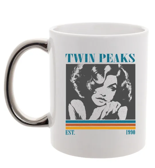 Чашка с цветной ручкой Twin Peaks est 1990 Серебро фото