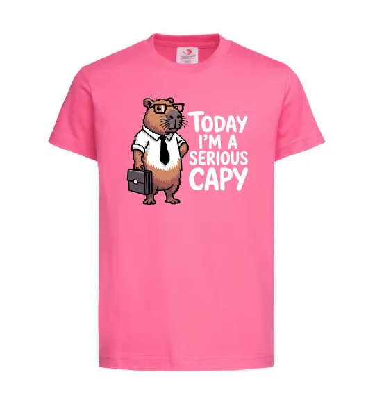 Детская футболка Today I`m a serious Capy Ярко-розовый фото