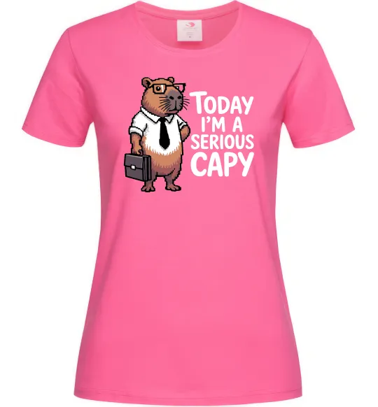 Женская футболка Today I`m a serious Capy Ярко-розовый фото