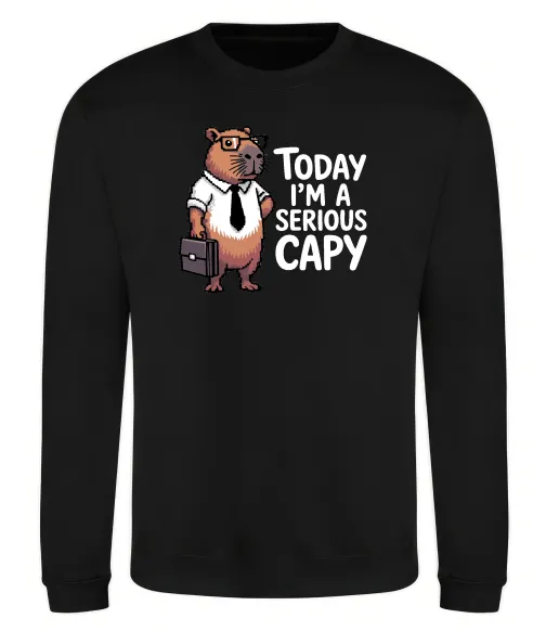 Світшот Today I`m a serious Capy Чорний фото
