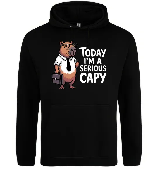 Жіноча толстовка (худі) Today I`m a serious Capy Чорний фото