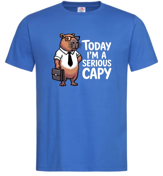 Мужская футболка Today I`m a serious Capy Ярко-синий фото