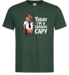 Мужская футболка Today I`m a serious Capy Темно-зеленый фото