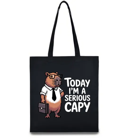 Еко-сумка Today I`m a serious Capy Чорний фото