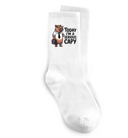 Шкарпетки Today I`m a serious Capy Білий фото