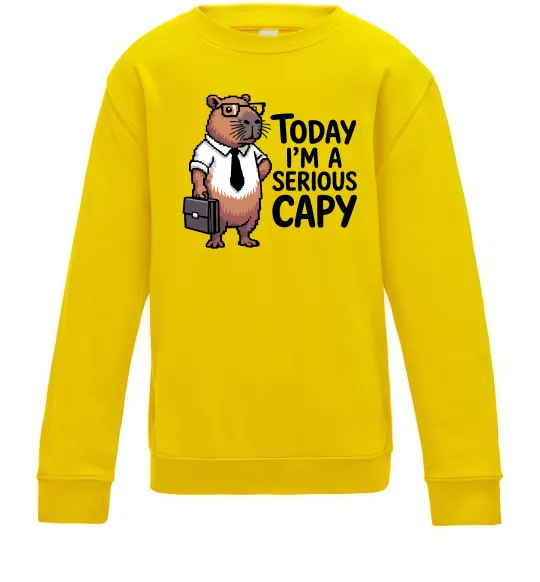 Детский Свитшот Today I`m a serious Capy Солнечно желтый фото