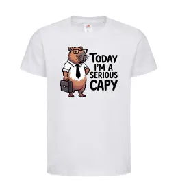 Детская футболка Today I`m a serious Capy Белый фото