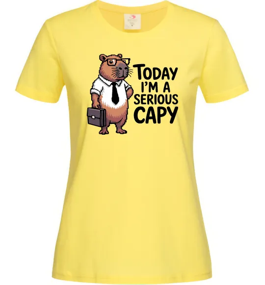 Женская футболка Today I`m a serious Capy Лимонный фото