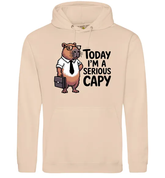 Чоловіча толстовка (худі) Today I`m a serious Capy Пісочний фото