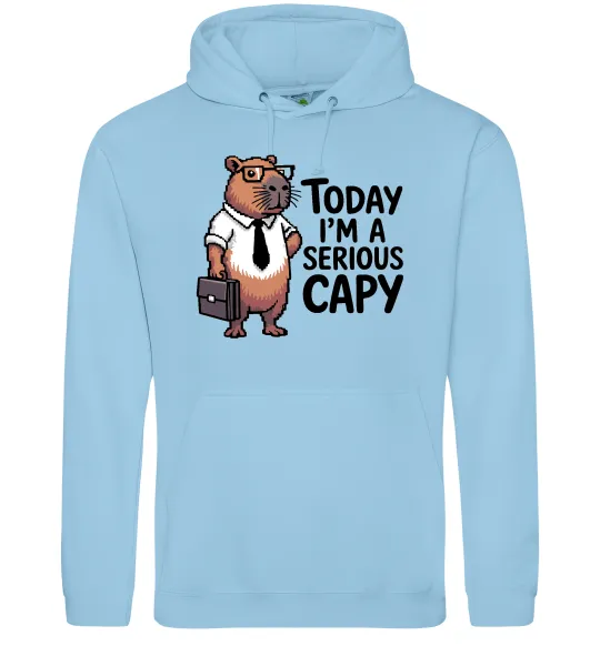 Чоловіча толстовка (худі) Today I`m a serious Capy Блакитний фото