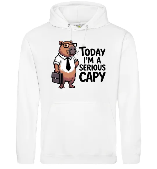 Жіноча толстовка (худі) Today I`m a serious Capy Білий фото