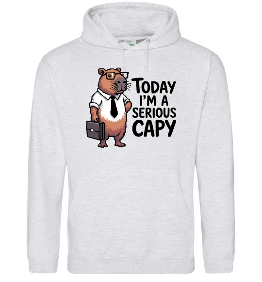 Жіноча толстовка (худі) Today I`m a serious Capy Сірий меланж фото