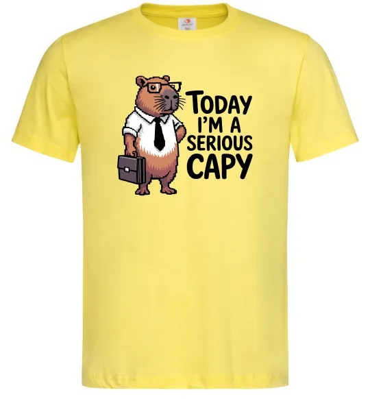 Мужская футболка Today I`m a serious Capy Лимонный фото